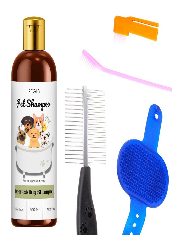 REGIIS Pet Shampoo for All Types of Pets, Deshedding Formula with Vitamin A and Aloe Vera, 200 ML(Pack of 4) - Image 1